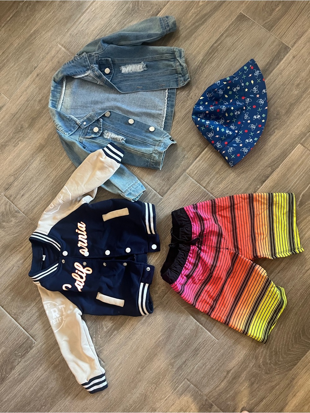 Kids Navy and Cream Varsity Jean Jacket and more - Unbranded